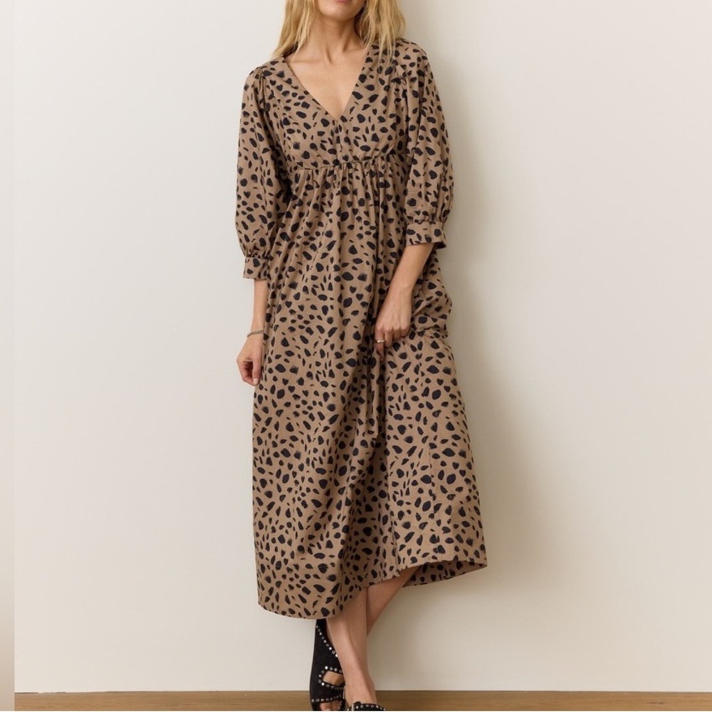Leopard Print V-Neck Maxi Dress
